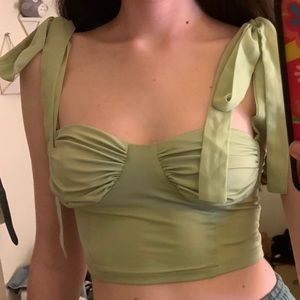 VERGE GIRL: Sage Green Italian Style Tie Top